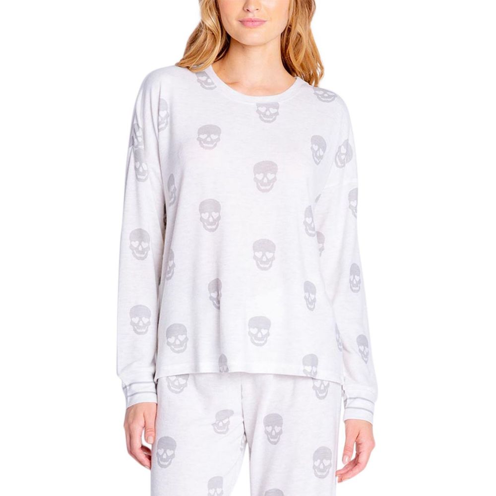 Insomniax Womens Butter Jersey Printed Long Sleeve Pajama Top Only,1-Piece